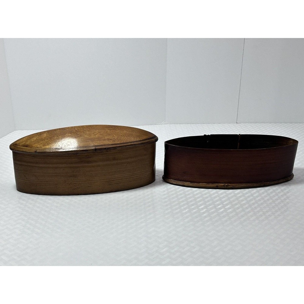 Thai AKHA Hill Tribe Bamboo Mulberry Wood Oval Tobacco‎ Box 4.5” - Picture 4 of 12